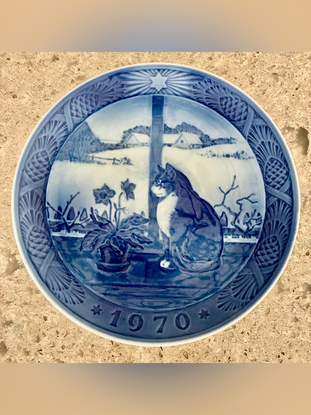 Royal Copenhagen Blue and White Cat Collector Plate